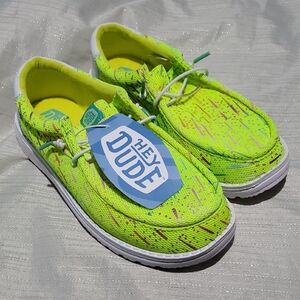Hey Dude Boys Wally Party Mesh Lime Punch Shoes